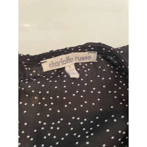 Charlotte Russe A-Line Polka Dot Dress Size S Black Flare Sleeve - Picture 4 of 6